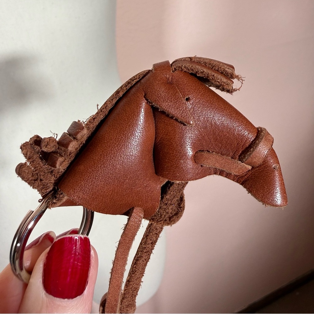 Vintage Brown leather handmade Horse Equestrian Western Keychain